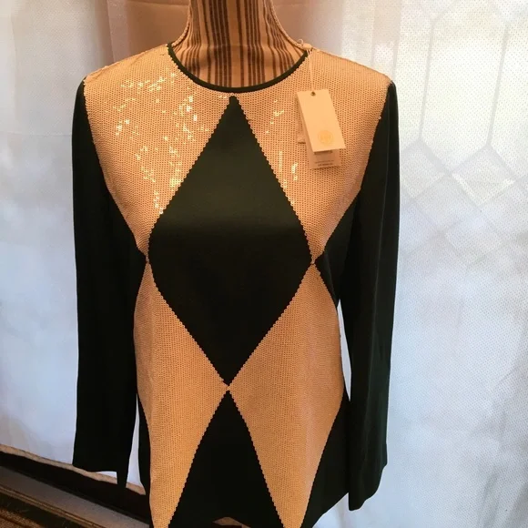 Tory Burch Lantilly Tunic green & white sequence top size 6  display picture 3
